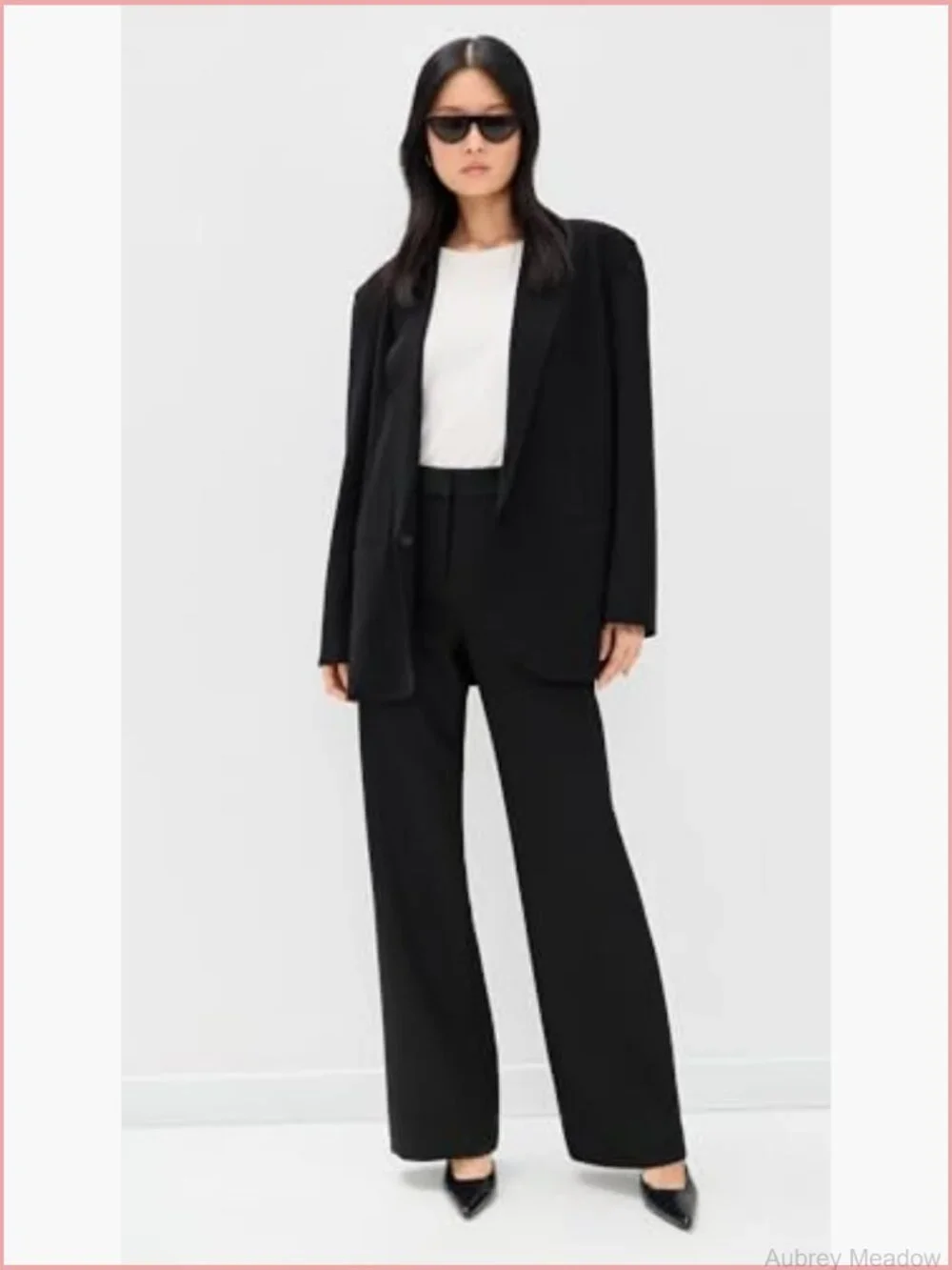 Oversized Single Breasted Jacket Faux Leather Blazer Professional